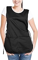 Vista 4 de DALIX Delantal Cobbler 2 Bolsillos Smock Regular 28.5" x 18.5" Negro