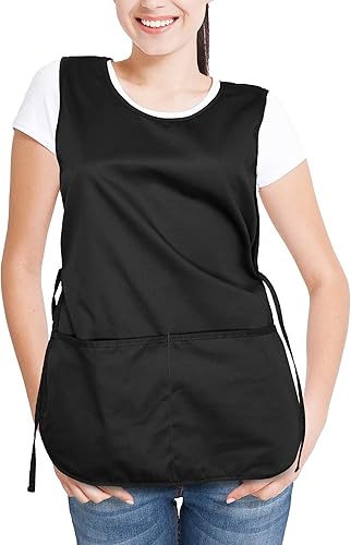 Miniatura 4 de DALIX Delantal Cobbler 2 Bolsillos Smock Regular 28.5" x 18.5" Negro