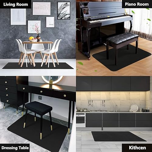 Miniatura 4 de Icegrey Tapete para silla de oficina, rectangular, lavable, antideslizante, protector de suelo para suelos de madera y azulejos, color azul oscuro,