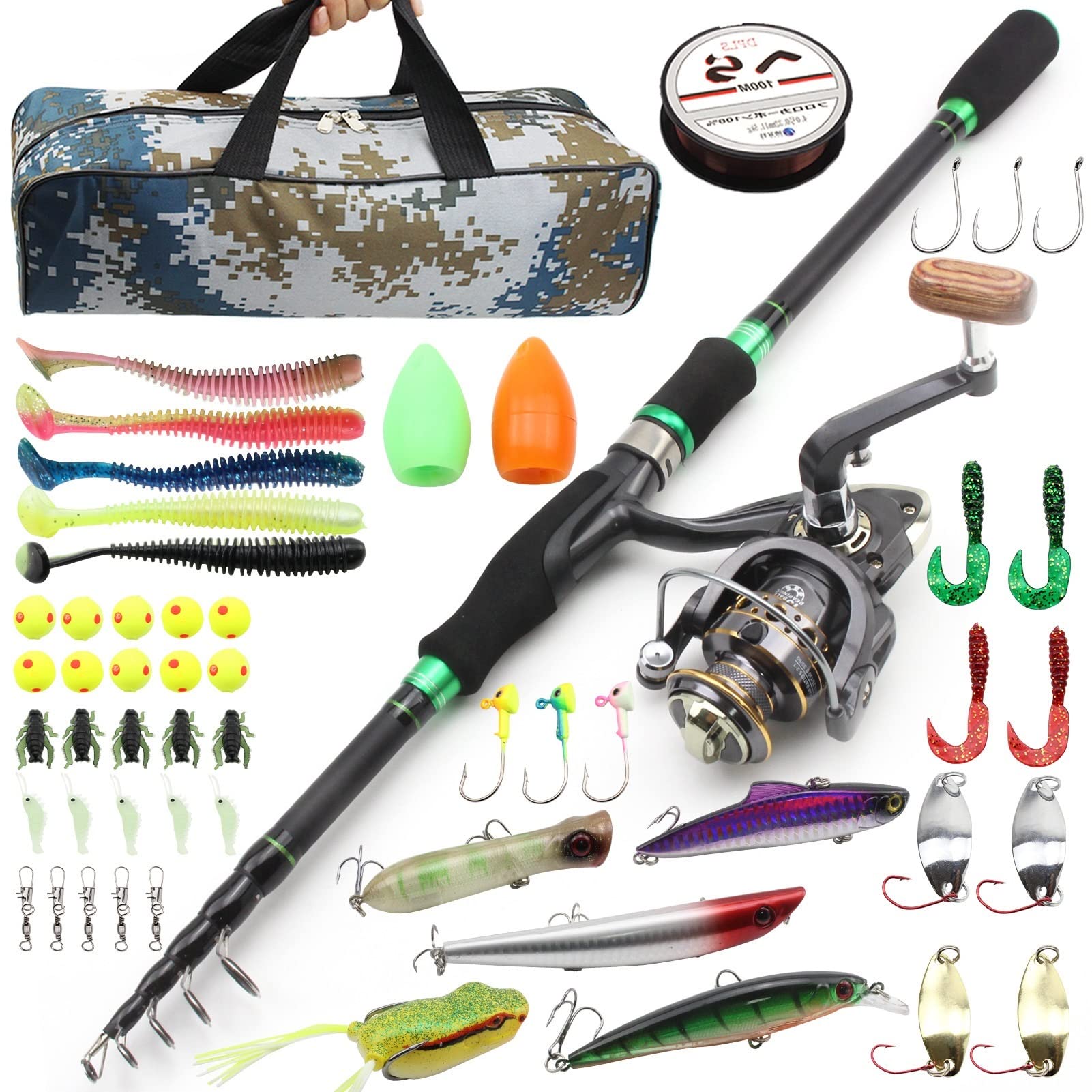 ERCZYO NEW 1.8m2.1m2.4m2.7m telescopic fishing rod and Reels bag set Travel Fishing Trout Rod Reel Combos vara de pesca com molinete
