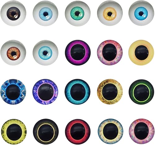 Miniatura 2 de 10pairs 0.984 in búho pájaro humano pupila ojos de cristal para muñecas de arcilla esculturas artesanía bricolaje encontrar pegamento en los ojos