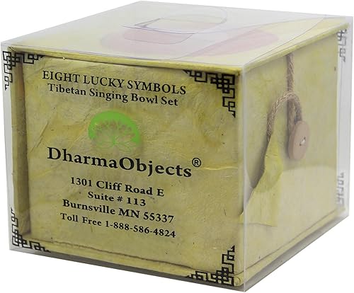 Miniatura 4 de Juego tibetano de 8 símbolos de la suerte para yoga, meditación, cuenco cantante, mazo, cojín, caja (amarillo)