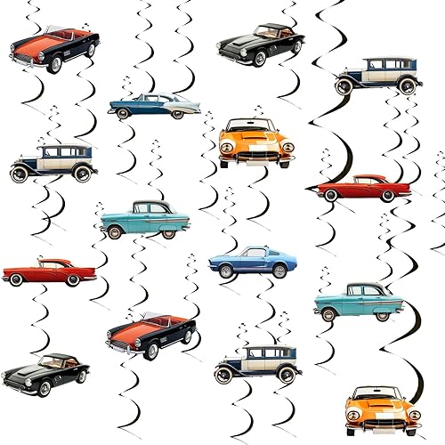 Decoración vintage para fiesta de automóvil, 24 piezas con texto en inglés "I am not old I am", decoración clásica, remolinos colgantes, serpentina