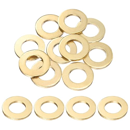 uxcell 10 piezas M16 Arandela plana de latón, arandelas de sellado de metal de 30 mm ID x 16 mm OD x 3 mm de grosor, junta de anillo de sellado