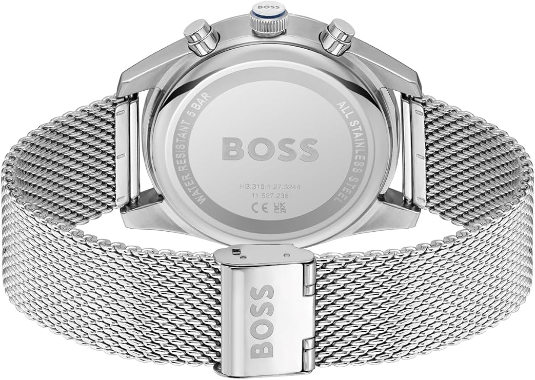 BOSS Skytraveller Men's 44mm Stainless Steel Chronograph Wristwatch - Water Resistant up to 5ATM/50 Meters, Sporty and Sophisticated