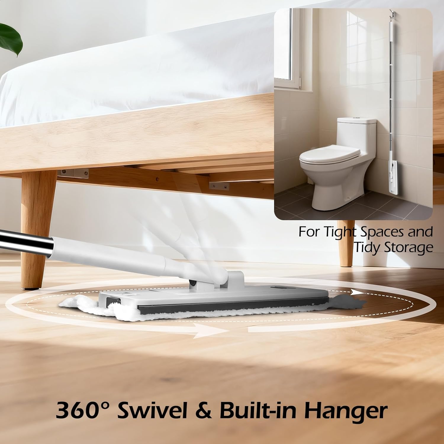 MASTERTOP Disposable Dust Mop with Mini Sweeper Mop,2-in-1 Disposable Mop with 47" Long Handle,Microfiber Mops for Floor Cleaning,No-Touch, Multi Surface Floor Cleaning