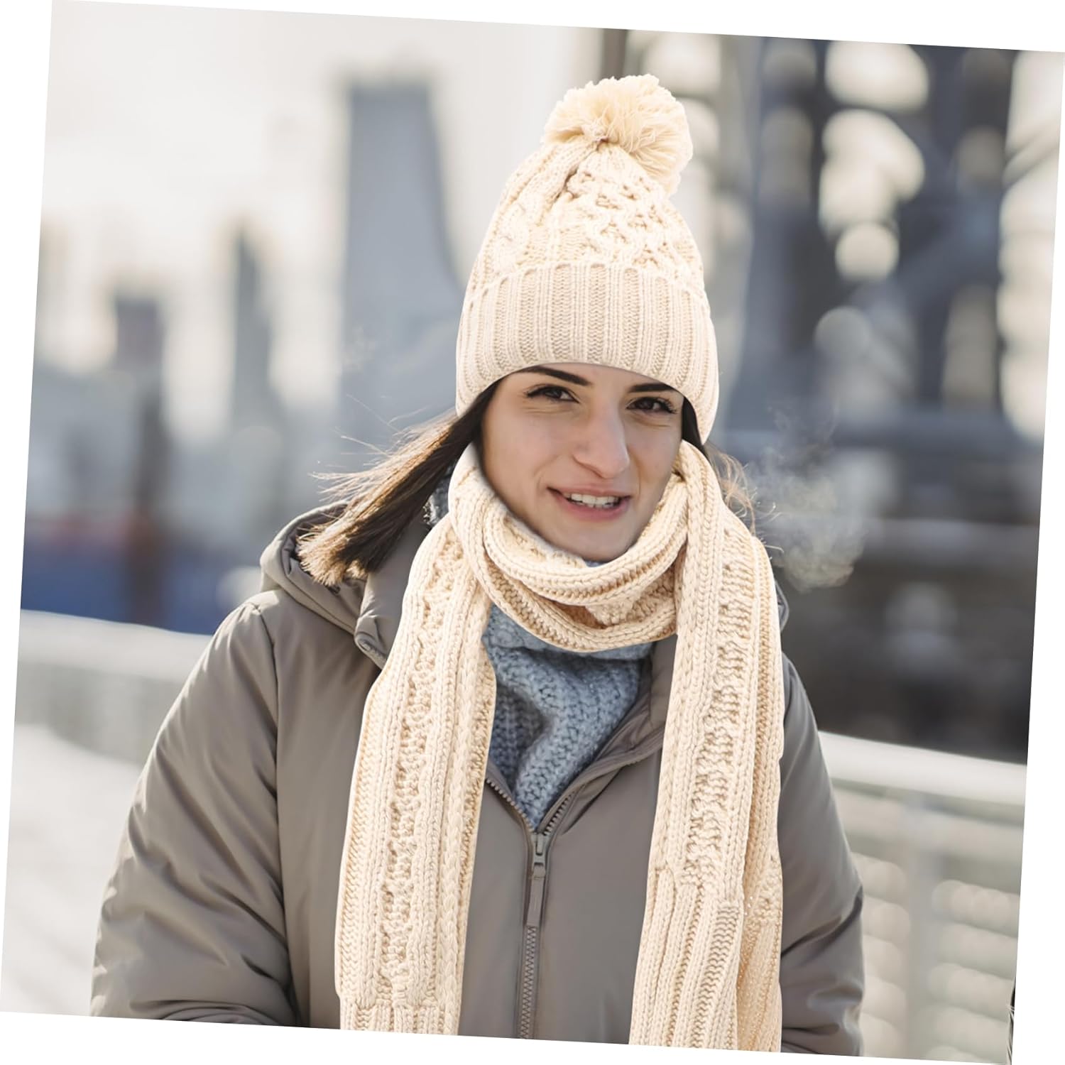 COLLBATH 1set Warm Knitted Beanie Scarf and Gloves for Cozy Hat Scarf Outdoor Activities for Family and Friends