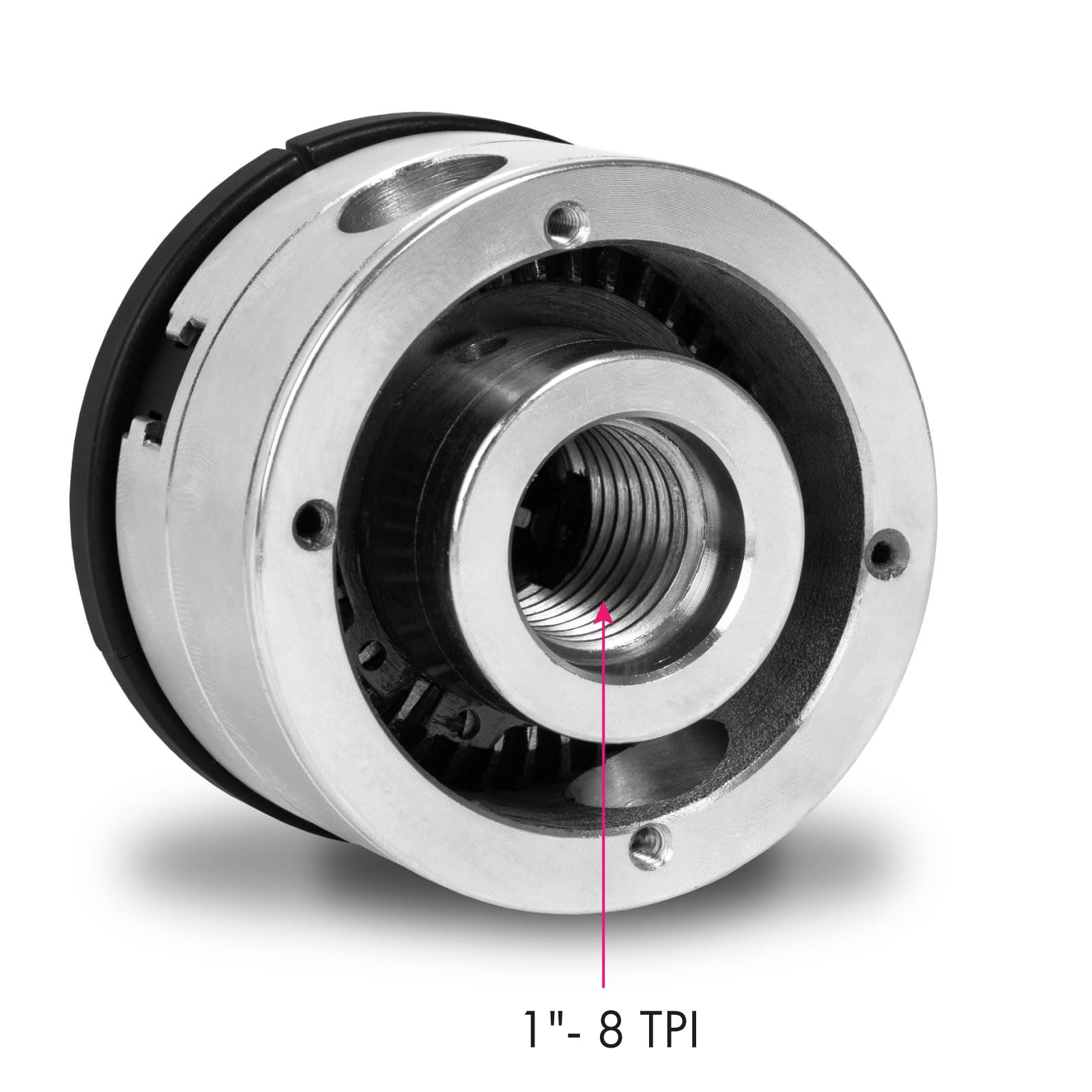 EBERTH Plato de cuatro garras con 80 mm de diámetro, Plato de 4 garras de 3" Autocentrante, Rosca de conexión 1" -8 TPI, Incl. herramienta de sujeción, Accesorios de torno, Plato de sujeción