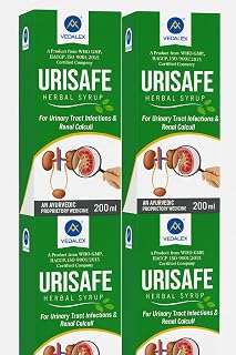 Vedalex Urisafe Herbal Syrup 200 ml – Pack of 4 | Ayurvedic Kidney Stone Relief Syrup | Supports Urinary Tract Health | Helps Dissolve Stones & Prevents UTI | Enriched with Punarnava, Varuna, Gokhru, Manjistha