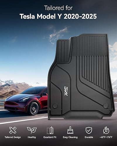 Miniatura 2 de 3W – Tapetes compatibles con Tesla Model Y 2020-2024 y 2025 (no para Juniper), tapetes TPE para todo tipo de clima y revestimiento para maletero