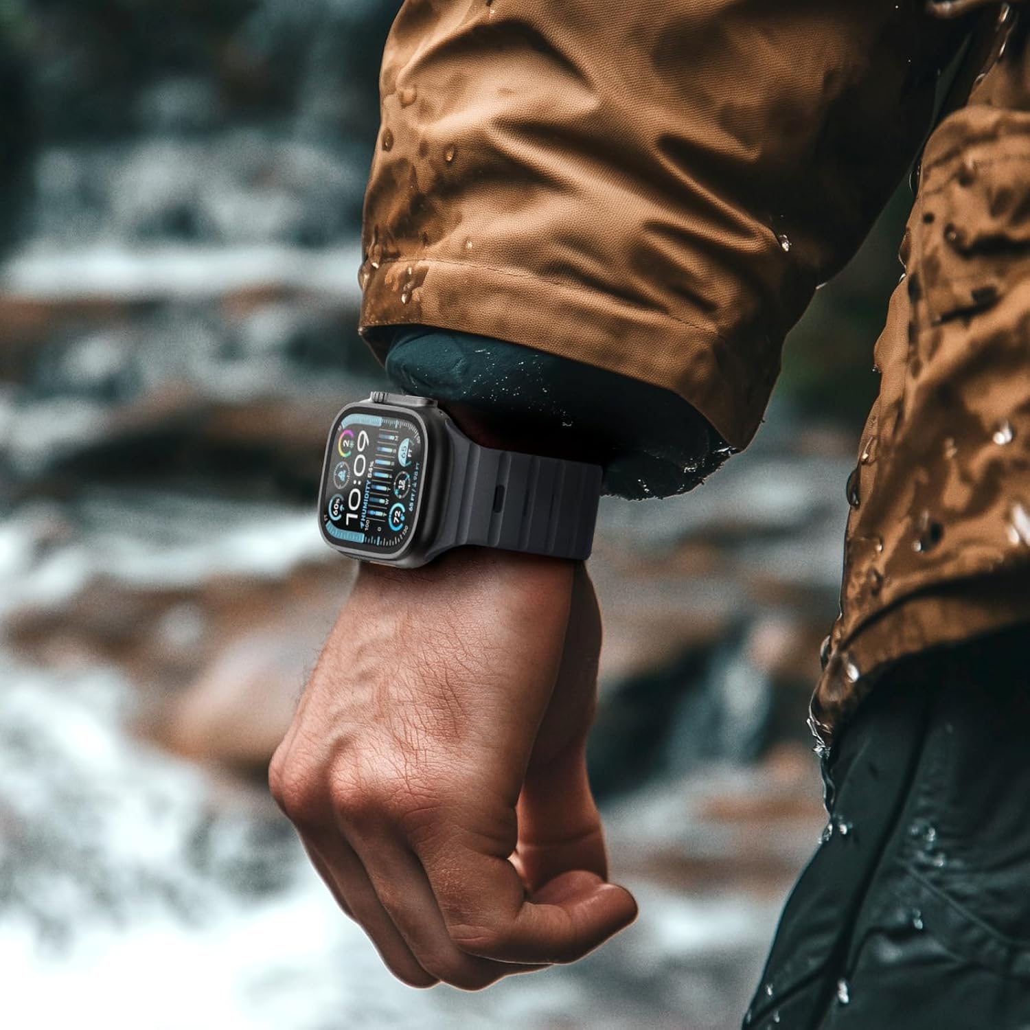 Magnetic Silicone Sport Strap for Apple Watch Band 49mm 46mm 45mm 44mm 42mm, Breathable Waterproof Wristband for Women and Men, 2 Pcs Pink 1 Pcs Grey - Image 3