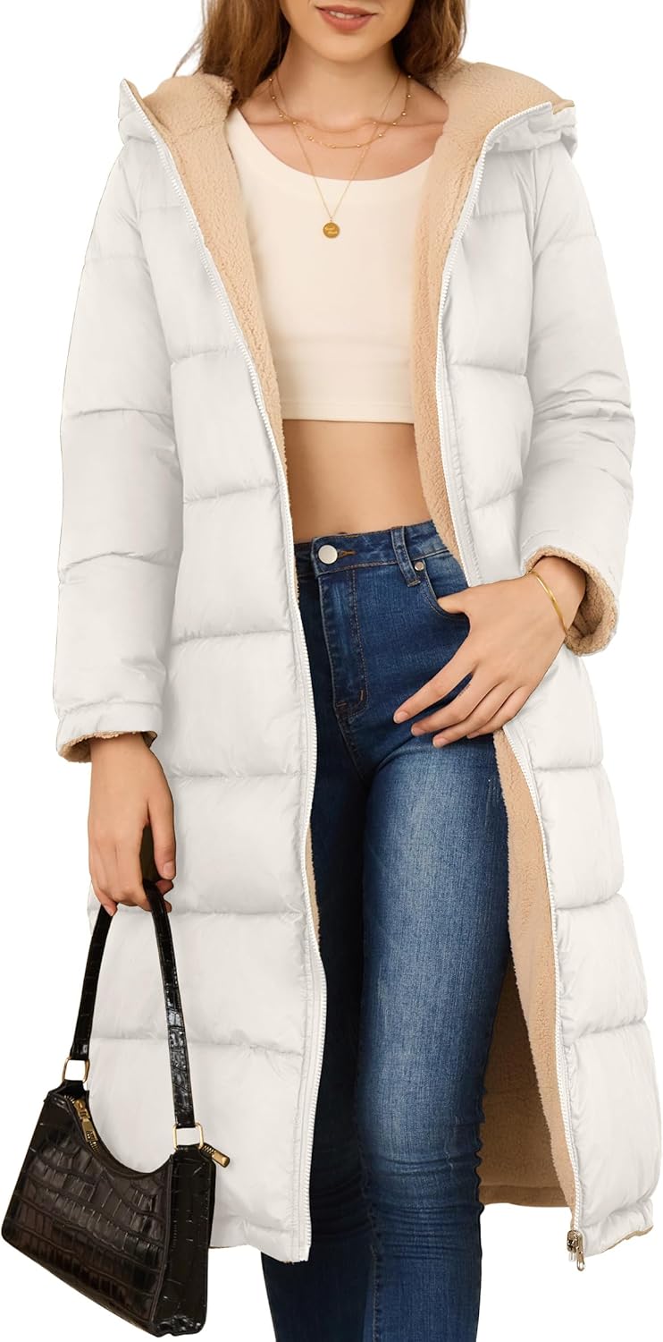 Women’s Long Puffer Coat Hooded Zip Up Fleece Jackets with Pockets Winter Outerwear Quilted Coats Clothes Trendy 2024 Women’s Long Puffer Coat Hooded Zip Up Fleece Jackets with Pockets Winter Outerwear Quilted Coats Clothes Trendy 2024