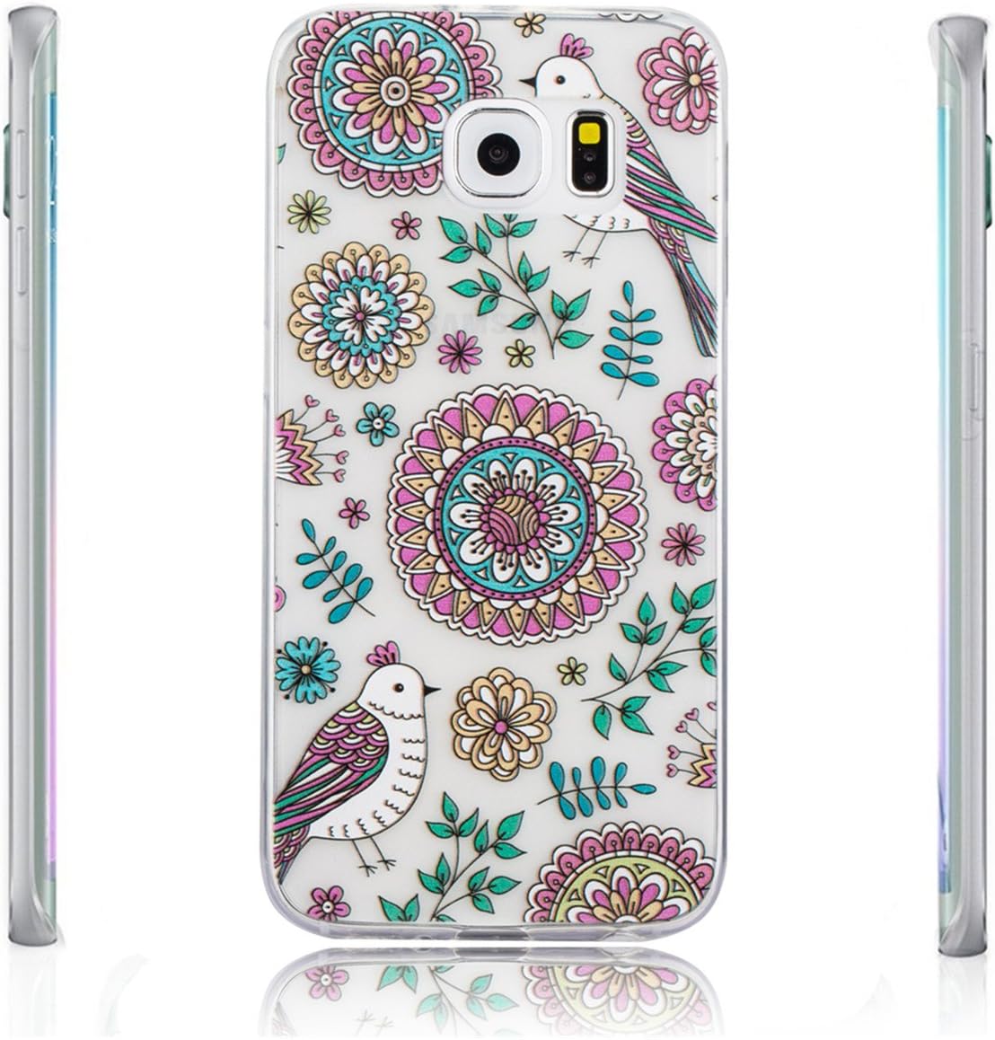 Galaxy S6 Edge Case, iRonsnow(TM) Ultra Thin Clear Art Pattern Crystal Gel TPU Rubber Flexible Slim Skin Soft Case for Samsung Galaxy S6 Edge -Retail Package (Design 10)