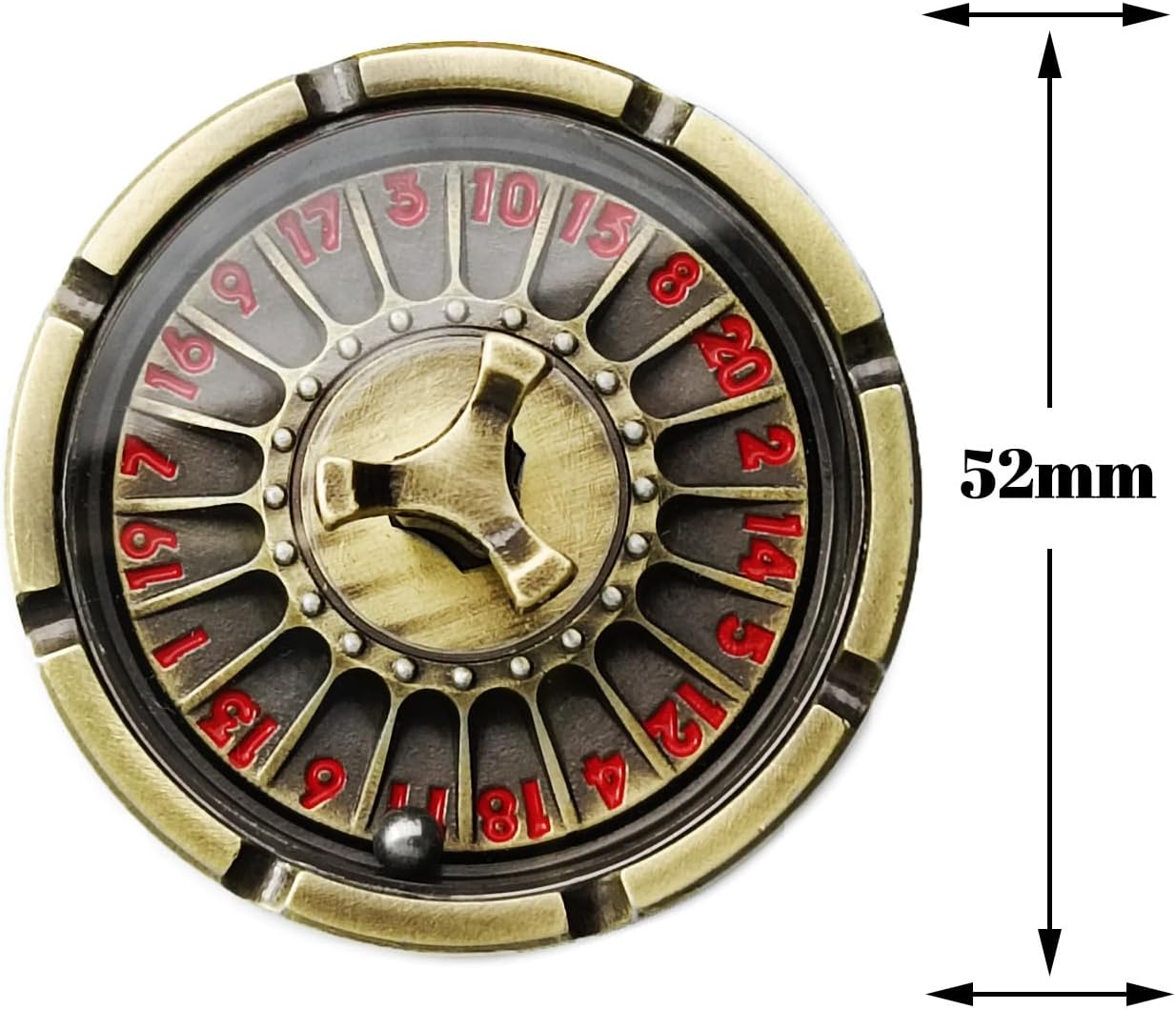 Roulette dice Spinning top, 20-Sided Metal DND dice with 3D Embossed Mechanical DND dice (Black and red)
