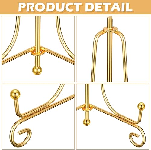 Miniatura 7 de Paquete de 10 soportes de placa de hierro de 4 pulgadas para exhibición, soporte de exhibición, soportes de caballete dorado para fotos, marcos de