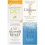The Longevity Diet, Lifespan [Hardcover], The Telomere Effect, The Salt Fix 4 Books Collection Set