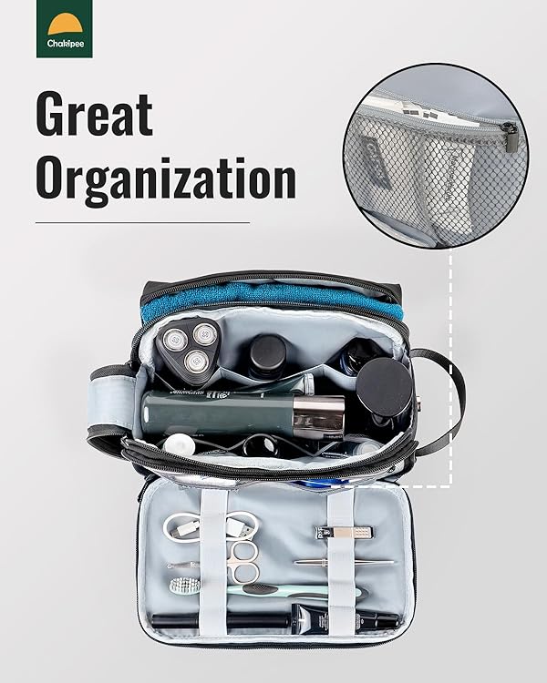 Chakipee Toiletry Bag for Men, Water-Resistant Dopp Kit with Dry Wet Separation, Large Capacity Travel Toiletries Organizer, Sturdy Shaving Bag for Bathroom Essentials, Gym & Business Trip, Black by Chakipee - Image 3