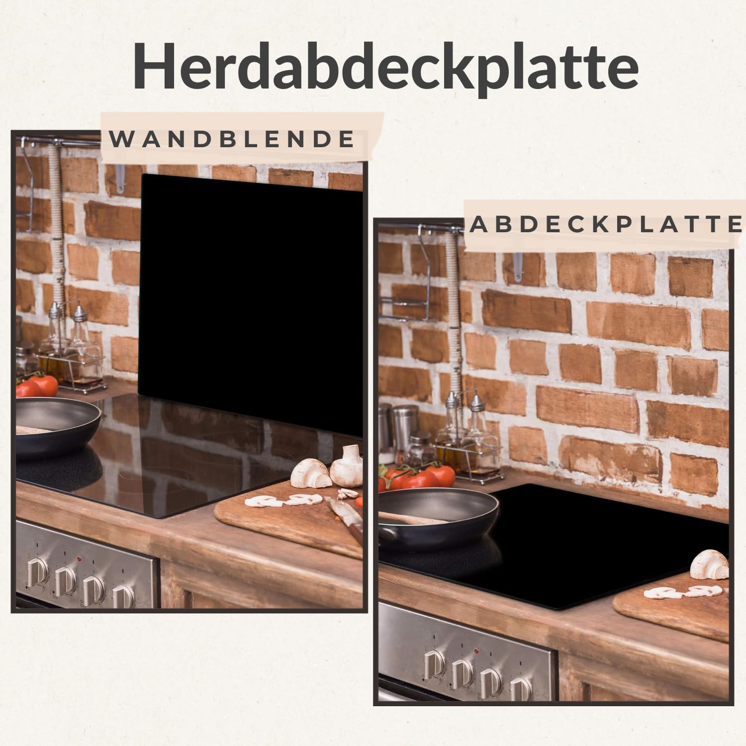 TMK ArtDeko Herdabdeckplatte 1 Teilig 60x52 cm - Spritzschutz Herdabdeckung – Herdschutz aus Sicherheitsglas – Robust, Hygienisch & Rutschfest– Schutz für Induktion, Ceran, Gas & Elektro