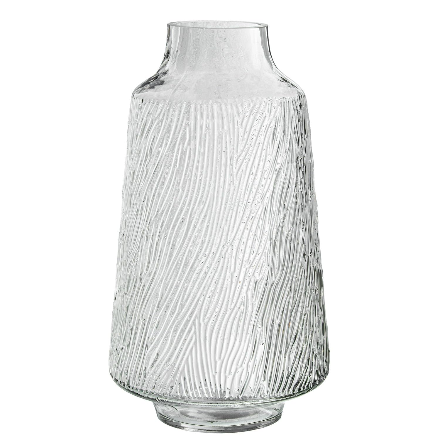 Vase de table en verre strié transparent DRW, l'alliance de l'artisanat et du design
