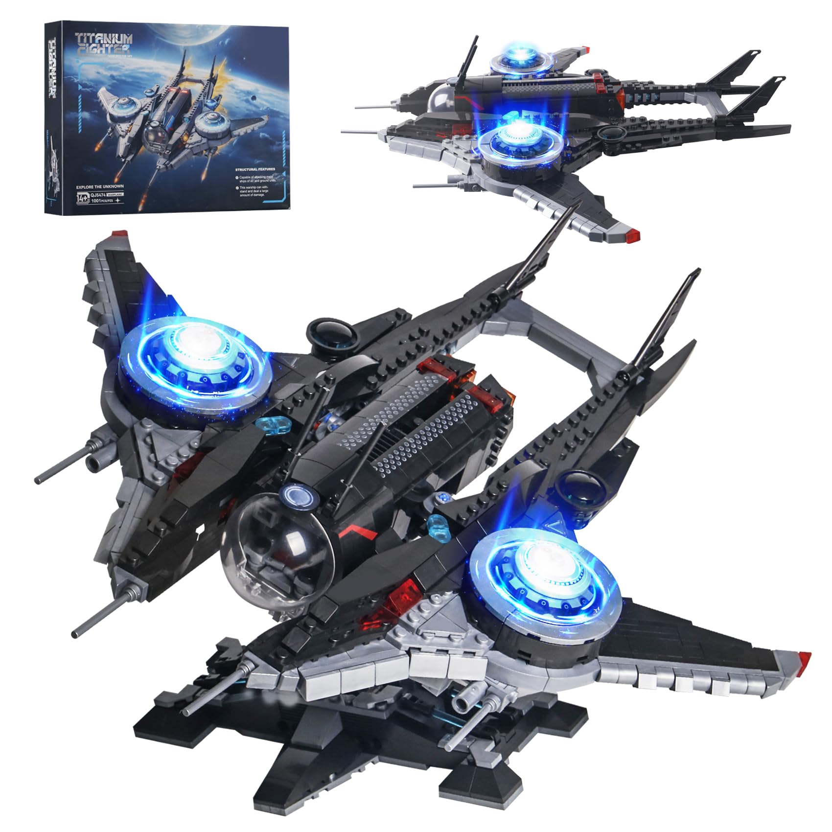 Photo 1 of 1001PCS Fighter Buildable Starship Building Blocks Set(Compatible with Lego tie Fighter Large Size),Architecture Model UCS Collectible Toy,Best Choice Present for 14+ Boys,Girls or Adult