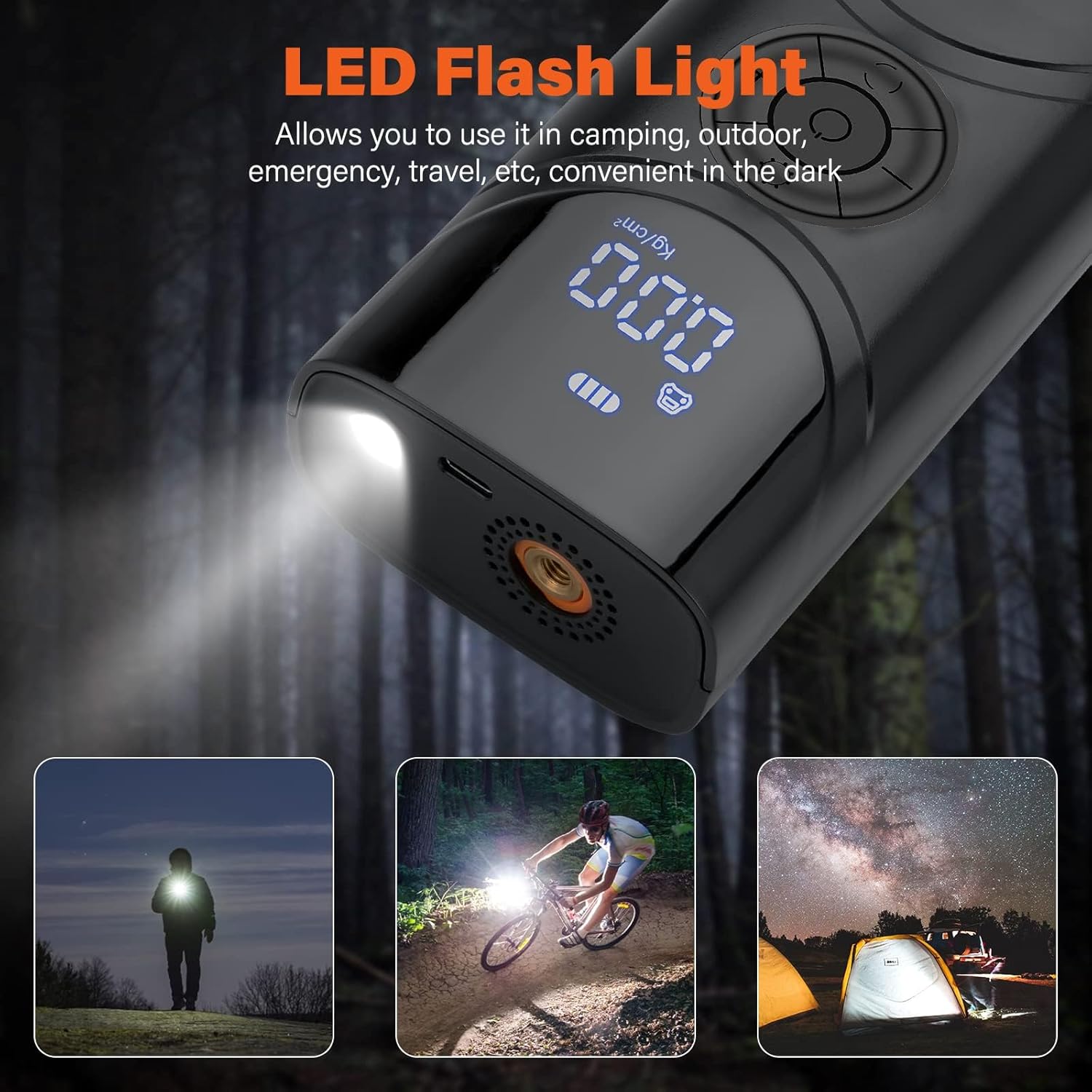 Cordless Tire Inflator - Portable Air Compressor 150 PSI, Fast 9000 mAh Pump for Car, Bike, Motorcycle & Bicycle Tires