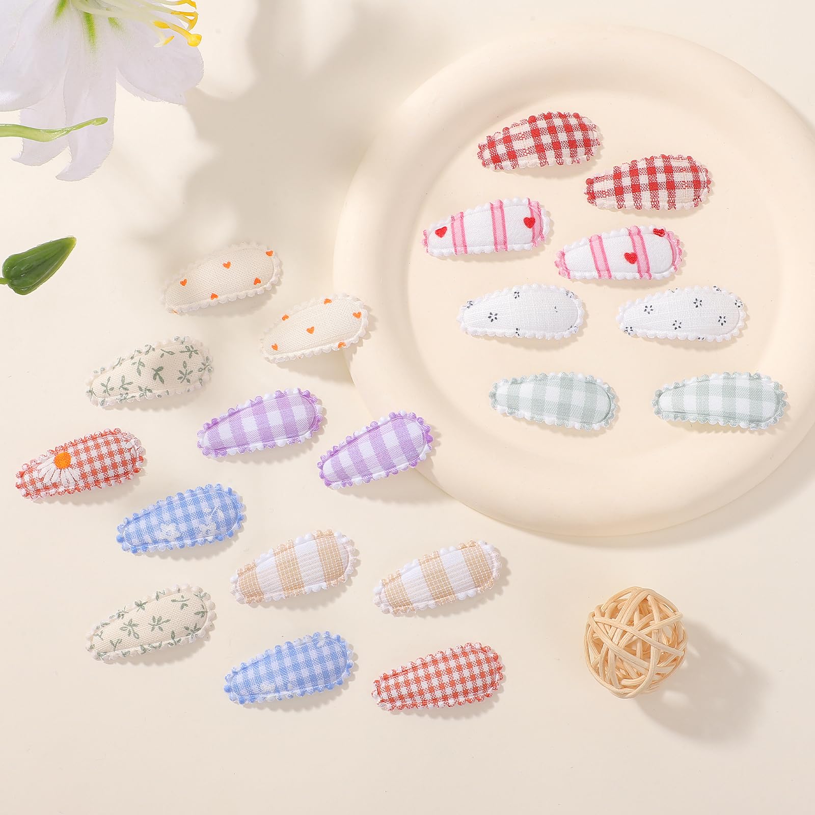 20 PCS barrettes à cheveux et pinces à cheveux pour bébé fille à imprimé floral de 1,5 pouces - Barrettes antidérapantes et accessoires de cheveux pour bébé - Cheveux fins