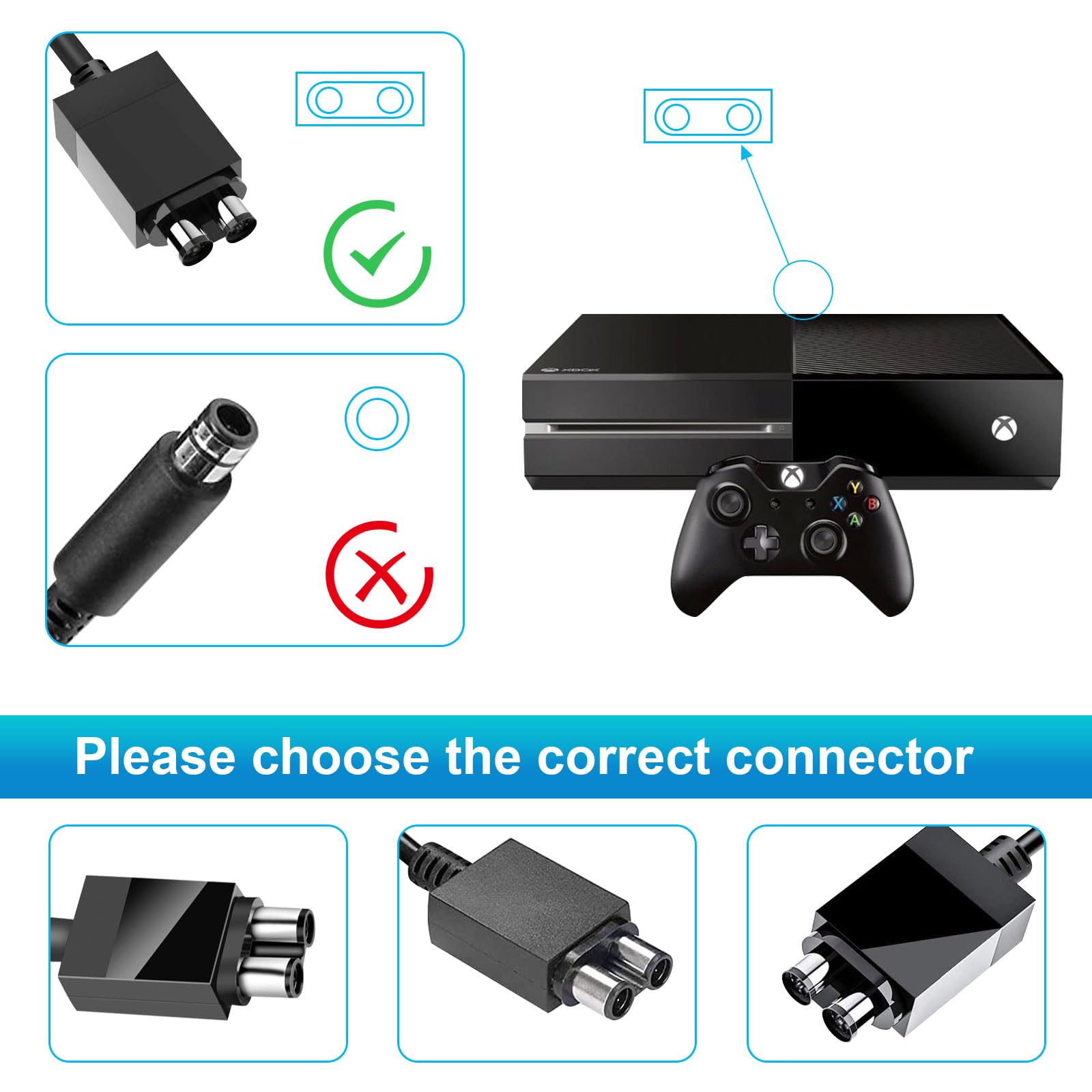 ARyee Bloc d'alimentation Xbox One, AC Adaptateur Secteur Brique Bloc Chargeur pour Xbox One Console, Auto Tension 100-240V