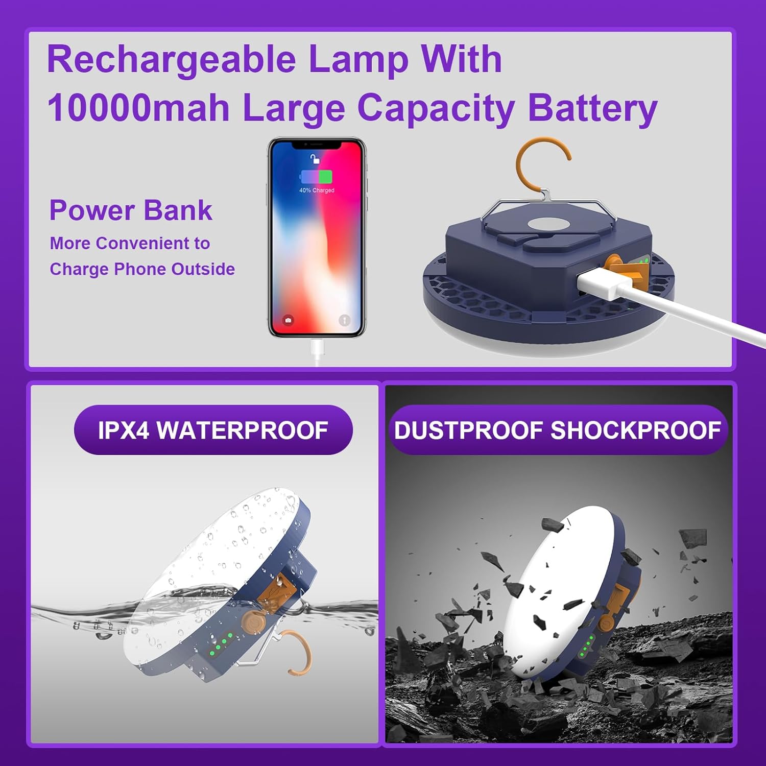 iodoo Blacklight with power bank function and charging cable