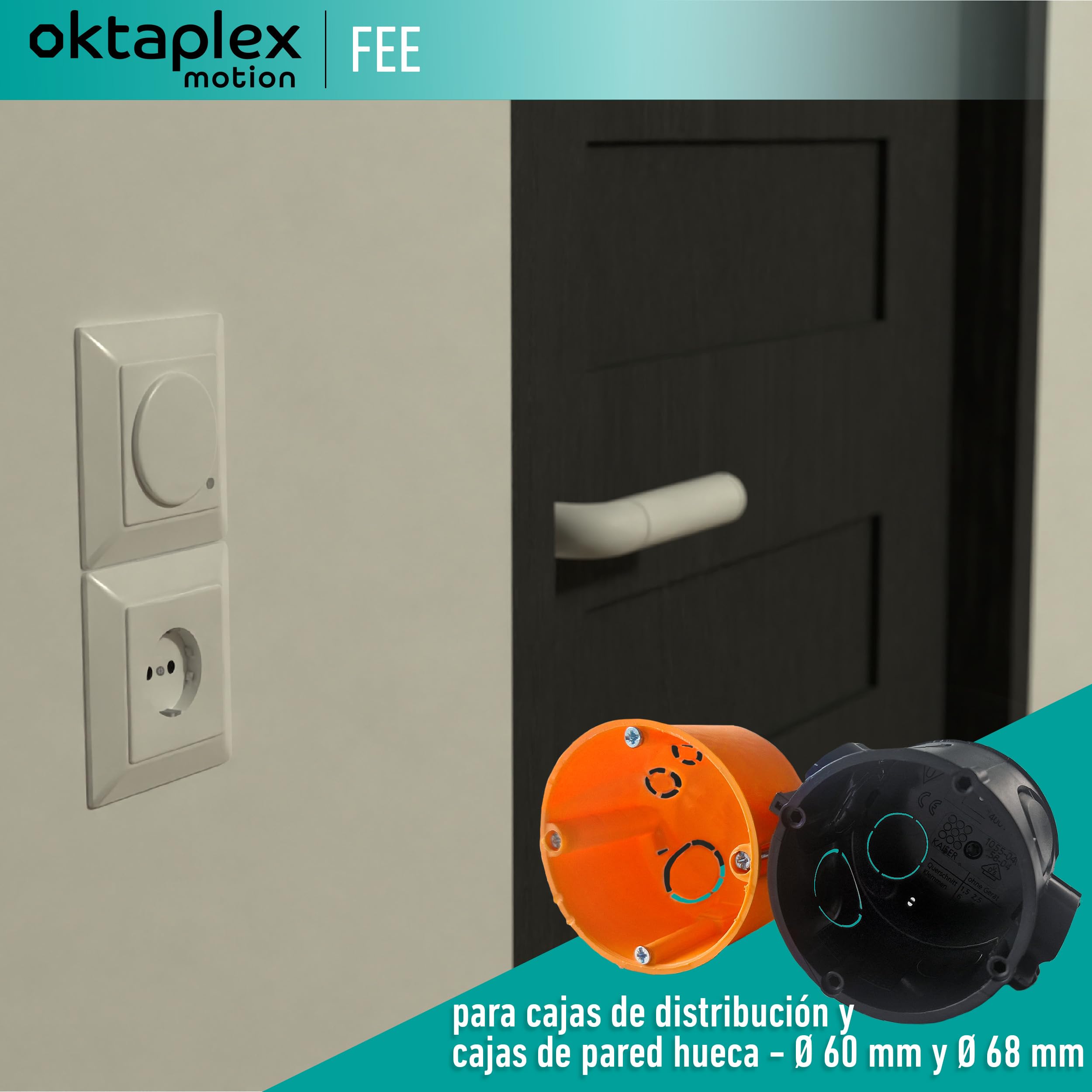 Oktaplex Fee Juego de 2 detectores de Movimiento empotrables Sensor de Alta frecuencia 180° Alcance 5-15m Caja de Pared Hueca 230V Blanco con Sensor crepuscular
