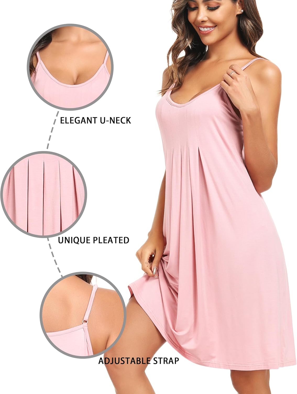 Vlazom Women Nighties, Soft Pleated Nightdress Chemise for Ladies Sexy V Neck Negligee Nightwear S-XXL 6 71jUJsbV2IL. AC SL1500