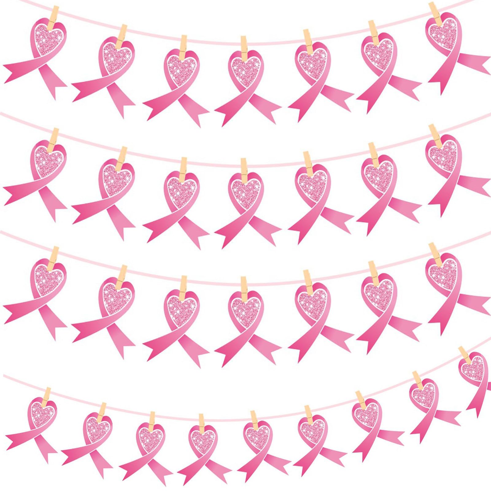 our fave 30PCS Breast Cancers Awareness Decoration Set with Cards Clip and Ribbon for Party Banners Decorations Breast Cancers Awareness Decorations