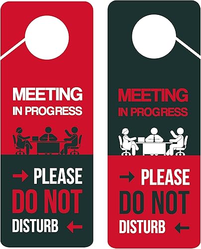 Diseño empresarial, letrero para colgar puerta con texto en inglés "Meeting In Progress Do Not Disturb", paquete de 2, doble cara, ideal para