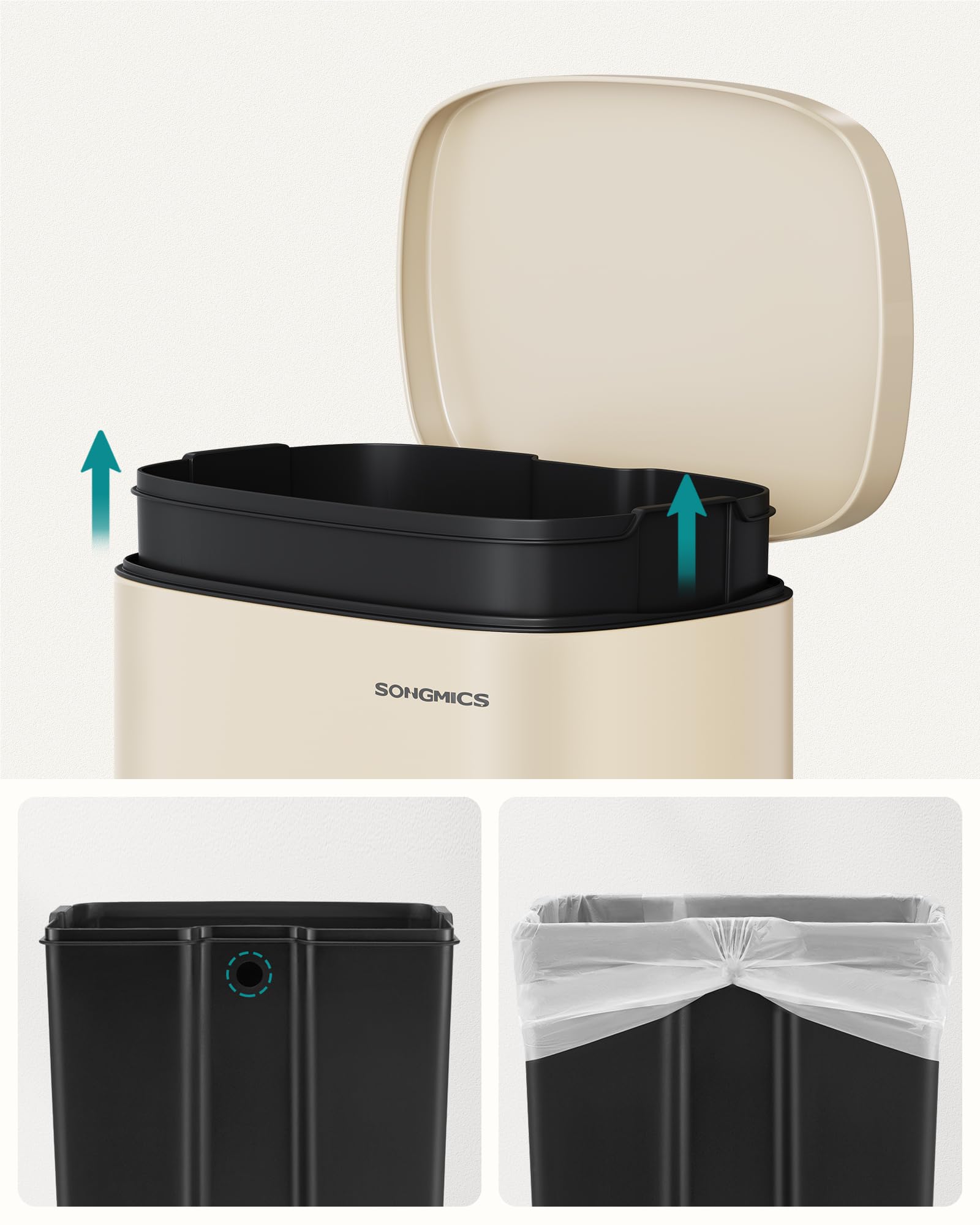 SONGMICS keukenprullenbak 50 liter met deksel | SONGMICS THUIS SONGMICS keukenprullenbak 50 liter met deksel | SONGMICS THUIS