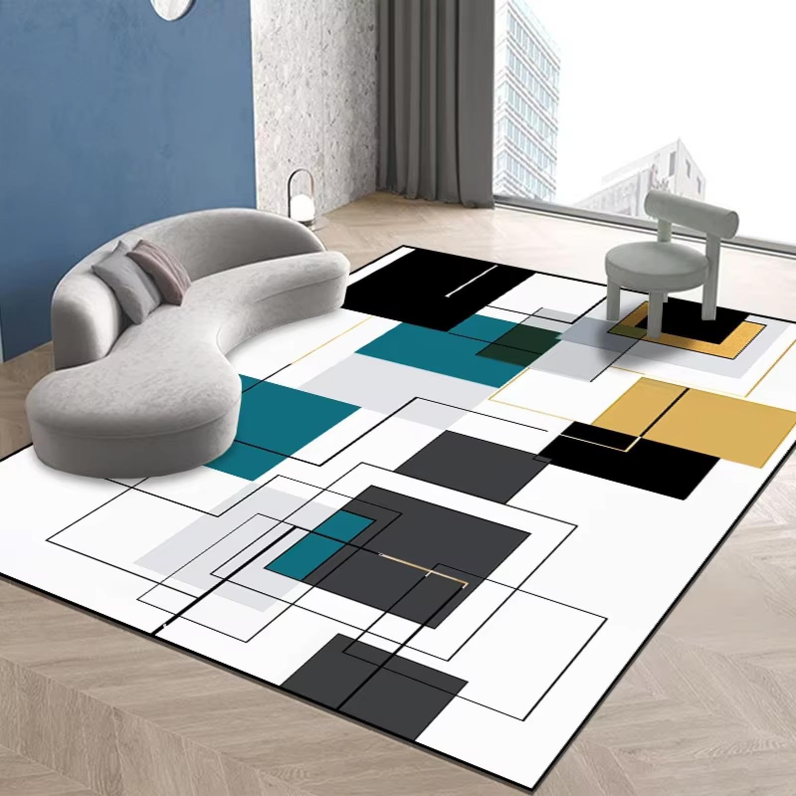 Tapis de salon moderne adieu aux tapis lourds tapis géométrique léger doux