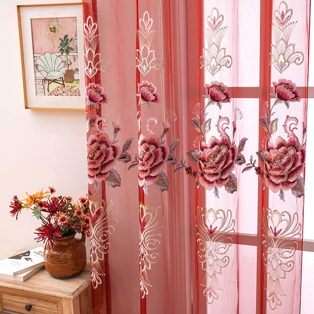 Lot De 2 Rideaux En Dentelle Blanche Transparente - Motif Floral, Bords Ondulés, 150 X 250 Cm, Pour Salon/chambre - 10