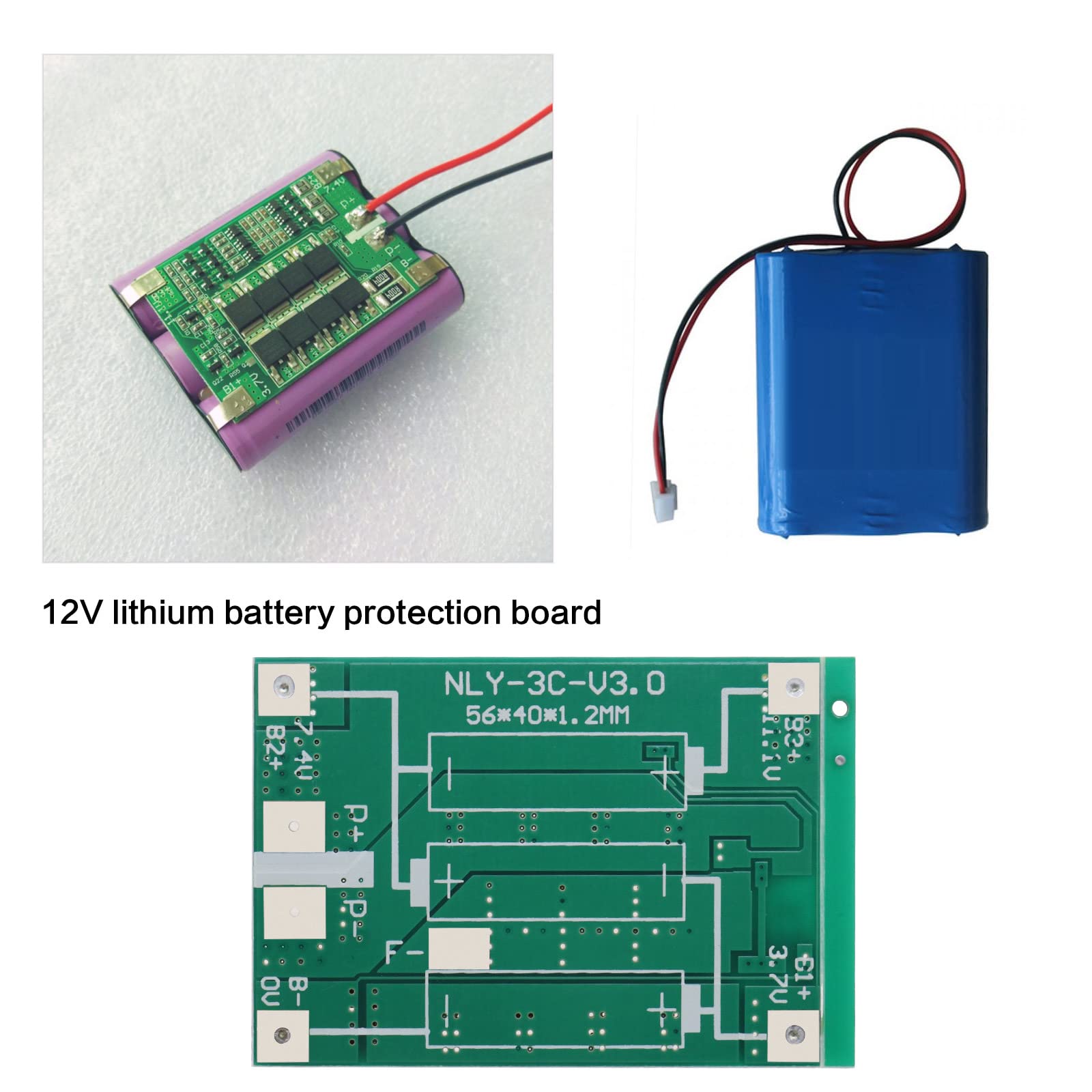 Micro Traders 2PCS Lithium Battery Protection Board 3S 40A 12V Multi-Protection BMS PCB Board with Balance Charging