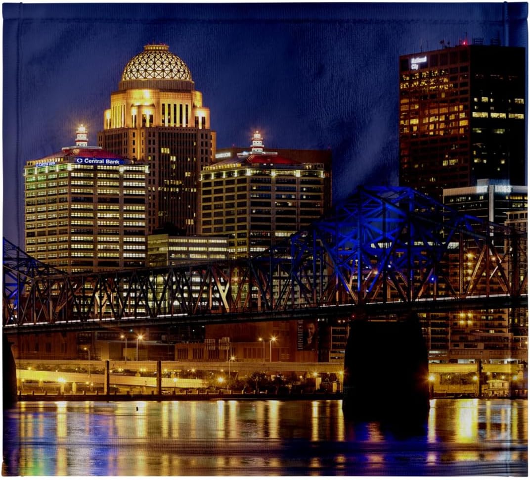 3dRose Louisville Skyline at Dusk - US18 AJE0385 - Adam Jones 22x30 Bath Hand Pool Towel