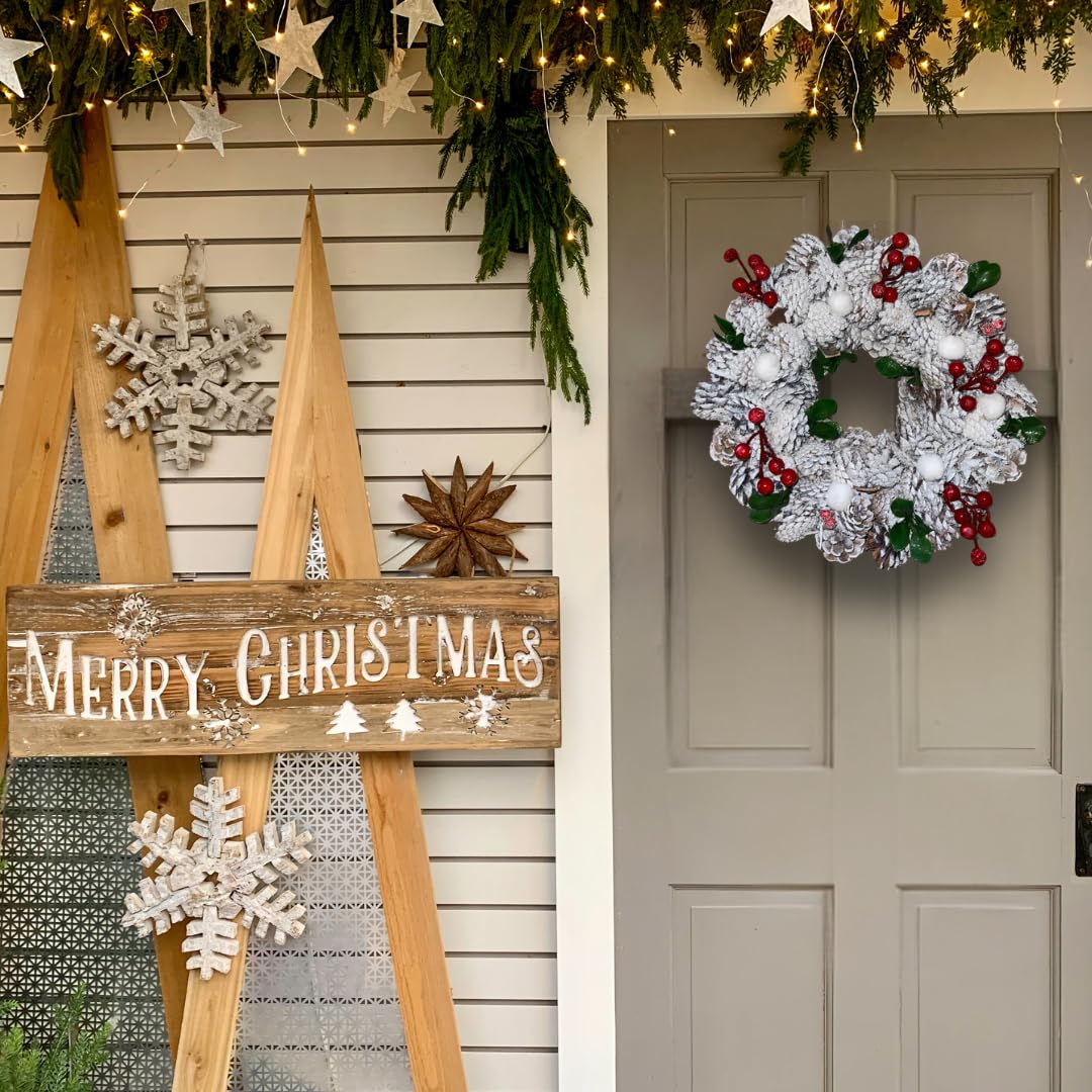 Couronne de Noël festive pour porte d'entrée avec ficelle de suspension – Décorations de Noël parfaites pour l'extérieur à ajouter à vos décorations de Noël dans notre liquidation de décorations de