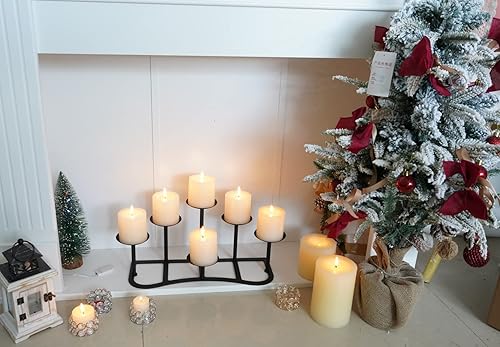Miniatura 4 de LANLONG Portavelas de chimenea 9 candelabros para velas de pilar soporte de vela negro mesa de hierro decoración de piso de manto decoración de