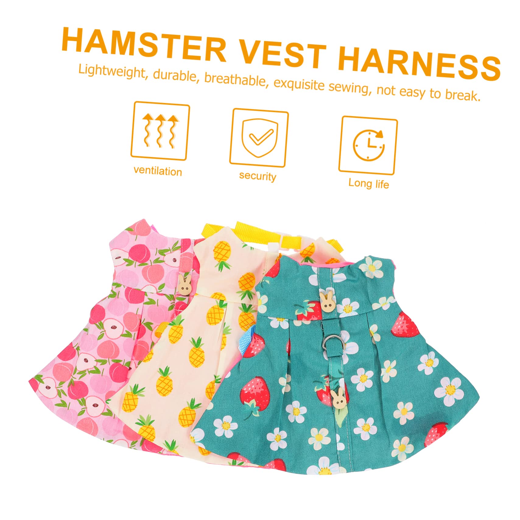 Ipetboom 6sets Pettorine Per Conigli e Cincillà Con Guinzaglio Abbigliamento Per Animali Domestici Stile Gilet Con Design Ergonomico Per Uscite e Foto Stroberry Pineapple