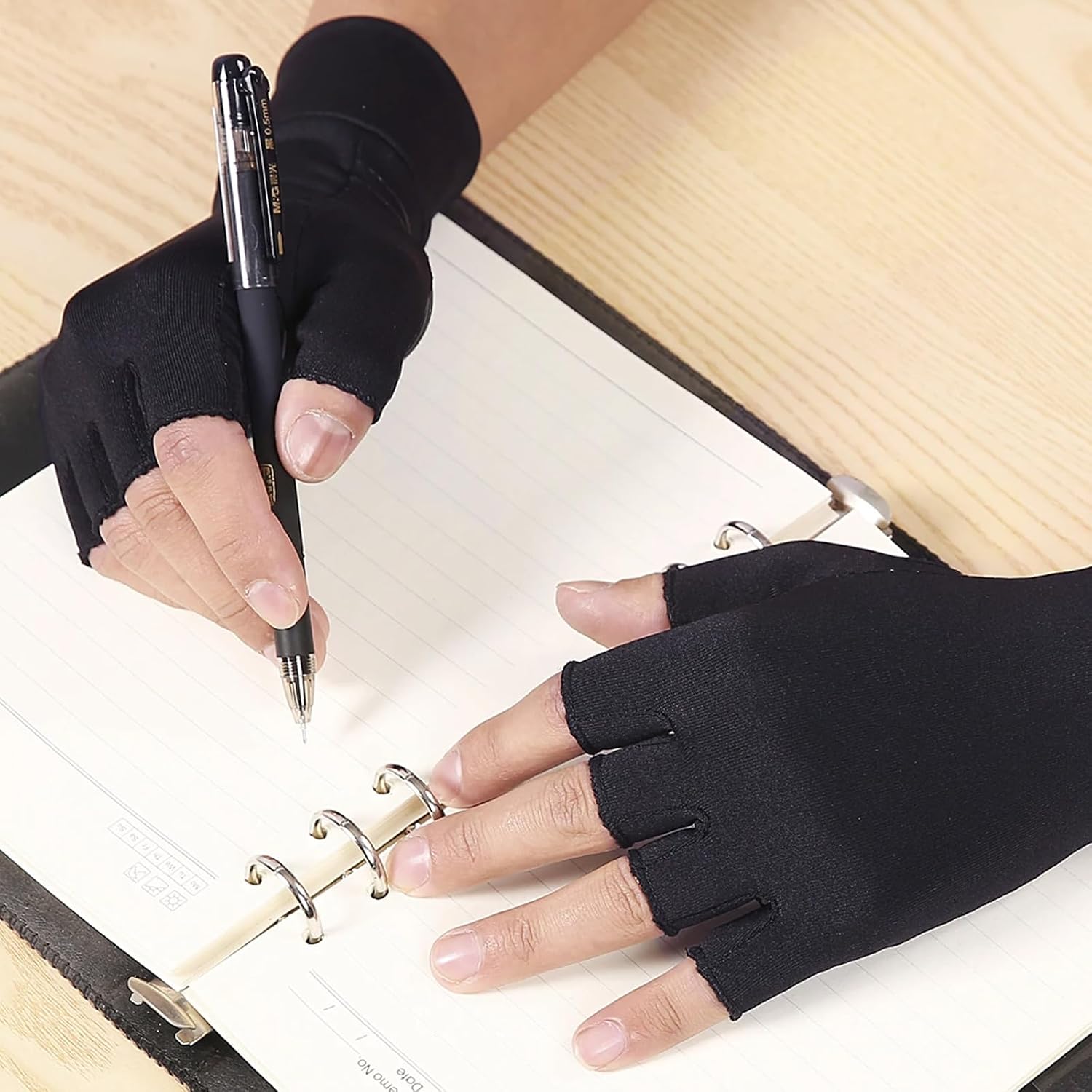 6 Pairs Eczema Gloves Fingerless Gloves Eczema Touchscreen Hand Gloves Moisturizing Overnight for Dry Hands Sleeping for Women and Men (Black)
