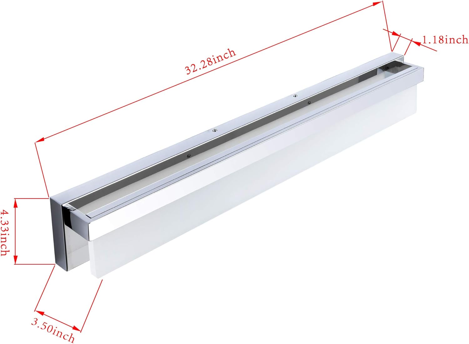 Exclusive Discount 80% Offer LIGHTINN LED Bathroom Vanity Light Fixture Over Mirror 32.3 inch Modern Rectangle Finishing Stainless Steel Lighting Bar 4000K Daylight Wall Sconce (Chrome)