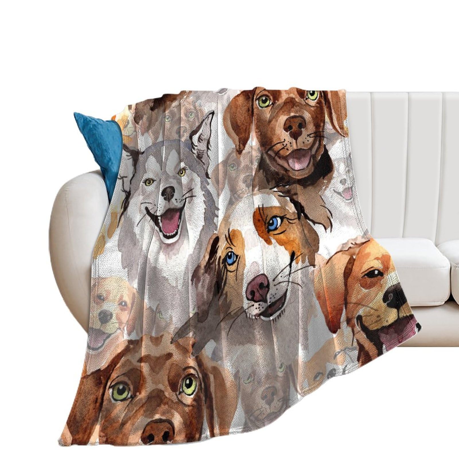 Couverture polaire cartoon dog en flanelle douce et chaude pour canapé lit 150x200cm