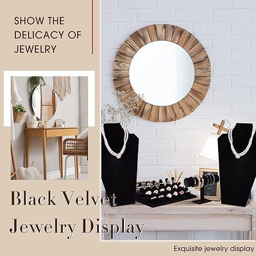 Miniatura 4 de Henoyso Juego de exhibición de joyería de terciopelo negro de 16 piezas para vender collar de terciopelo negro exhibición pulsera soporte de