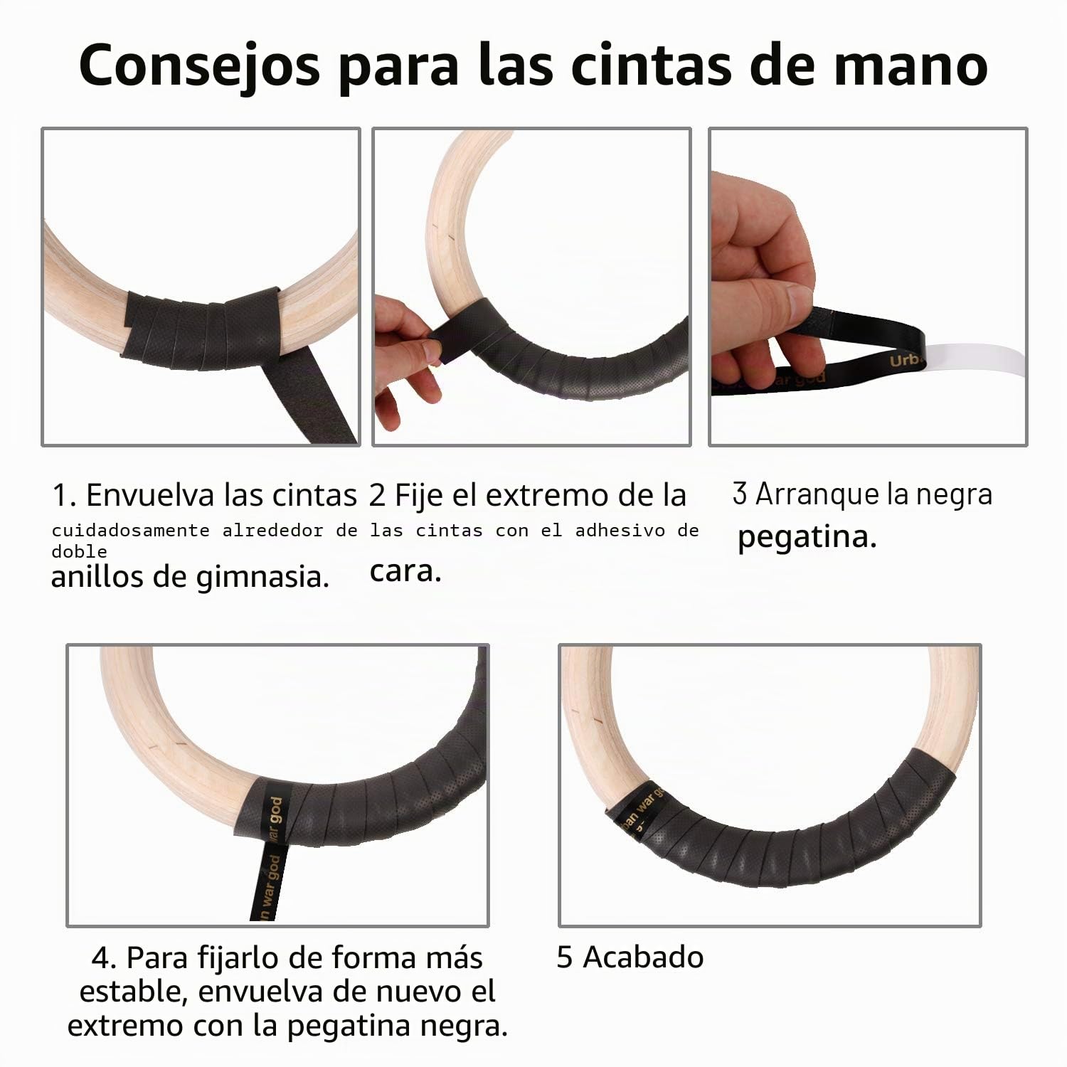 CCLIFE Anillos de Gimnasia de Madera con Correas Hebillas Ajustable, Anillas Entrenamiento Antideslizante para Entrenamiento y Fitness en Casa, Dimension 28mm,Carga 450KG