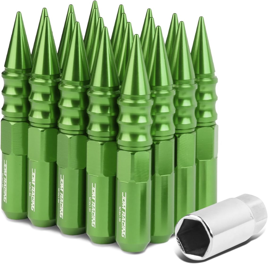 Auto Dynasty 20-Piece M12 x 1.5 Aluminum Alloy Wheel Lug Nuts +1 X Deep Drive Extension (Green)