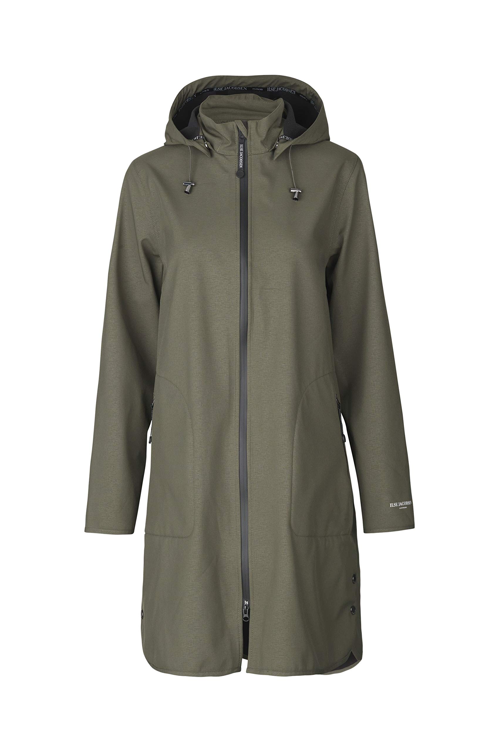 Ilse Jacobsen Raincoat | A Light and Feminine Trench-Inspired Raincoat with a Waist Belt | Softshell 100% Polyester | RAIN128 Army 42