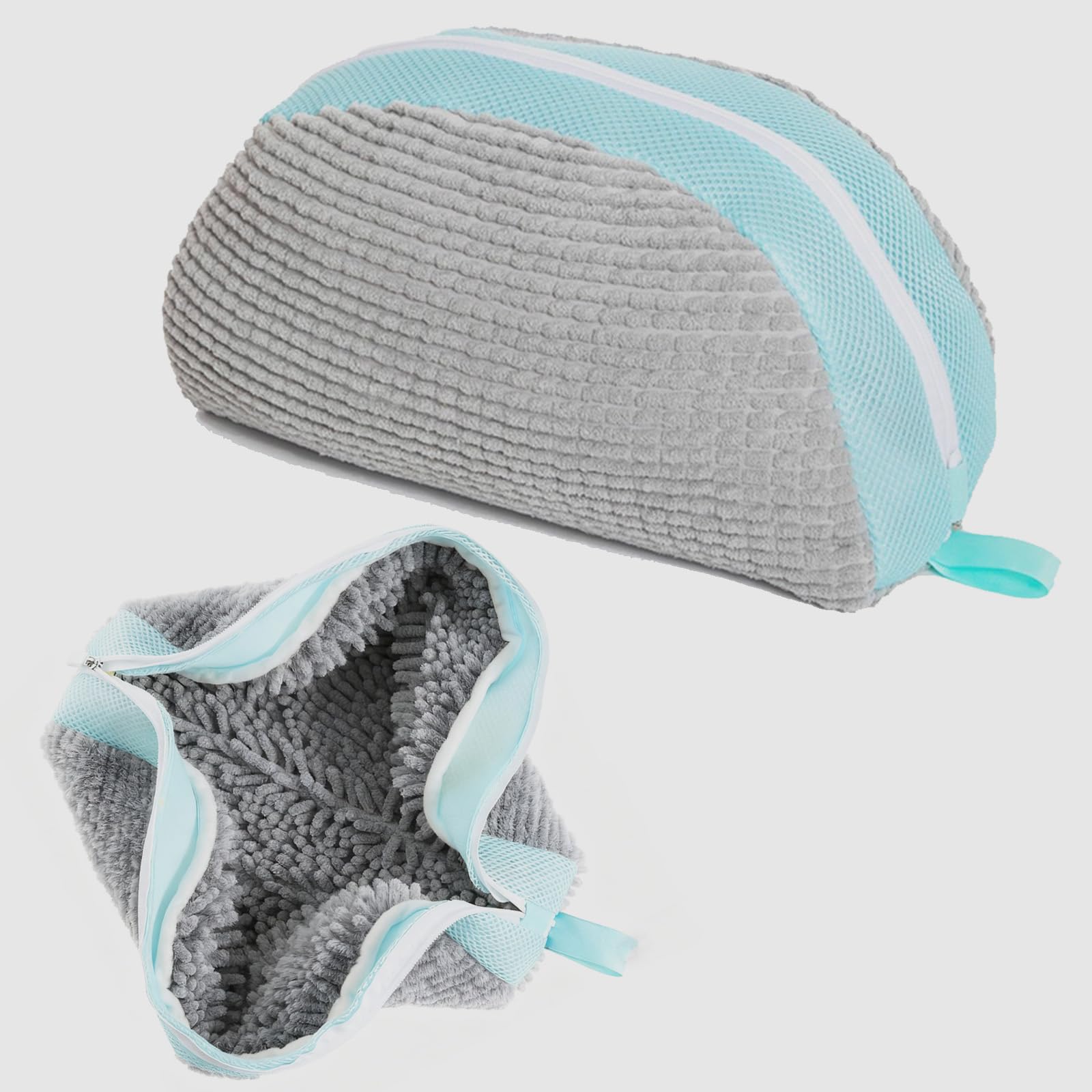 2Pcs Shoe Washing Bag for Machine, Large Shoe Cleaning Bag with Zipper Hook, Reusable Shoe Laundry Bag, Portable Shoes Cleaner Kit for Sneakers Canvas Tennis Running Shoes (Grey 2pcs)