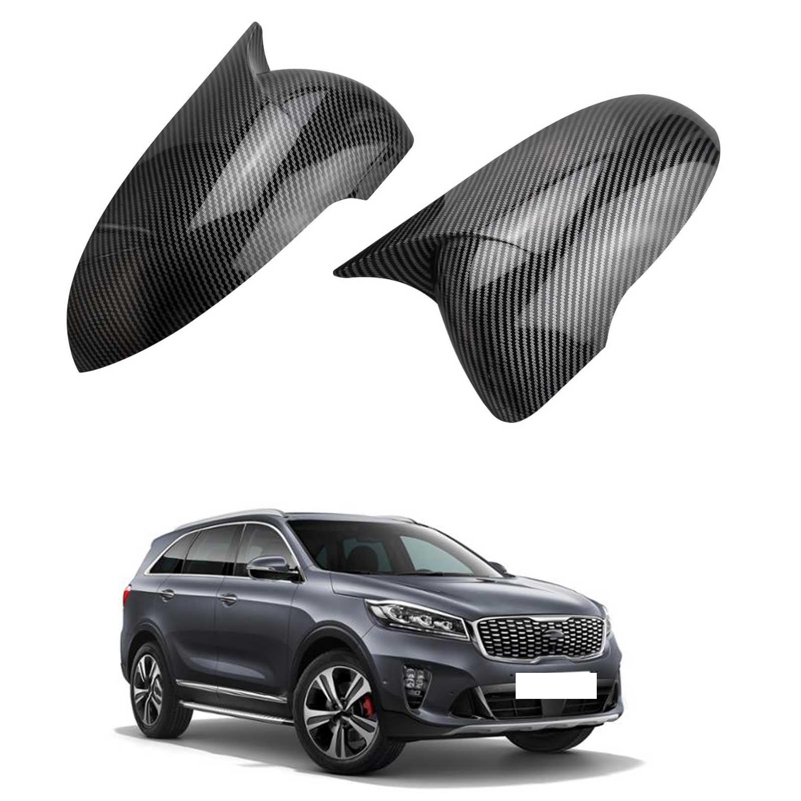 PAPEP Door Mirror Cover Caps for Kia Sorento 2015-2020, Left Right Side Wing Rearview Mirror Cover Lid 2 Pieces Exterior Styling Accessory,Carbon fiber texture