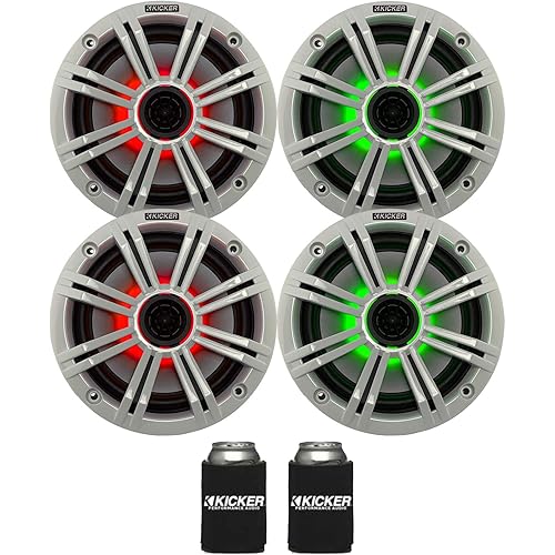 KICKER 6.5" White LED Marine Speakers (Qty 4) 2 Pairs of OEM Replacement Speakers